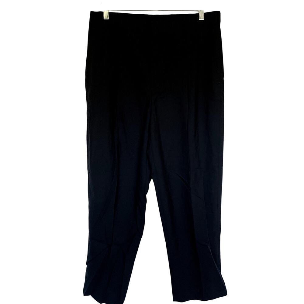 Lands' End black pleated trousers pockets business casual men's size 35 comfort